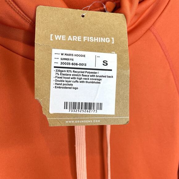 Grundens Maris Hoodie Pullover Sweatshirt Womens Small Orange Summer Fig - Picture 5 of 6